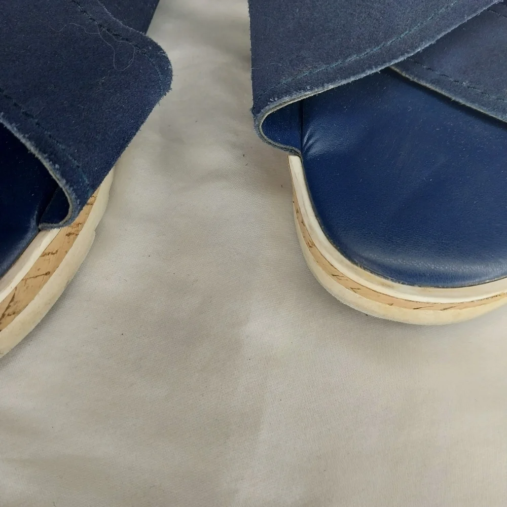 Marc Fisher Glitze Wedge Sport Lug Sole Slingback Navy Sandal Size 8 1/2 - Picture 3 of 12